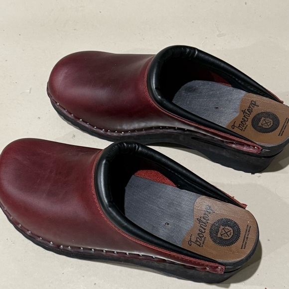 Troentorp Monet Bordeaux Leather Slip-On Clogs Womens Size 12.5-13 men’s 9.5-10 - Picture 9 of 15